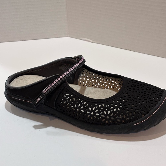JBU by Jambu Women's Mary Jane Flats Slip-On Mule SZ 8 Black w/ Pink Trim Shoe - Picture 1 of 8